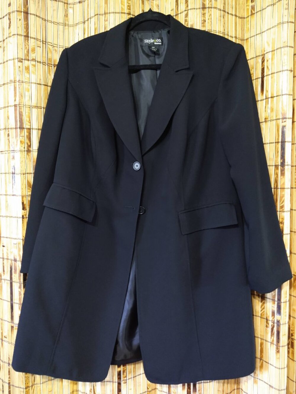 Style & Co. Woman Single-Button Black Tailored Blazer (Size 16W)